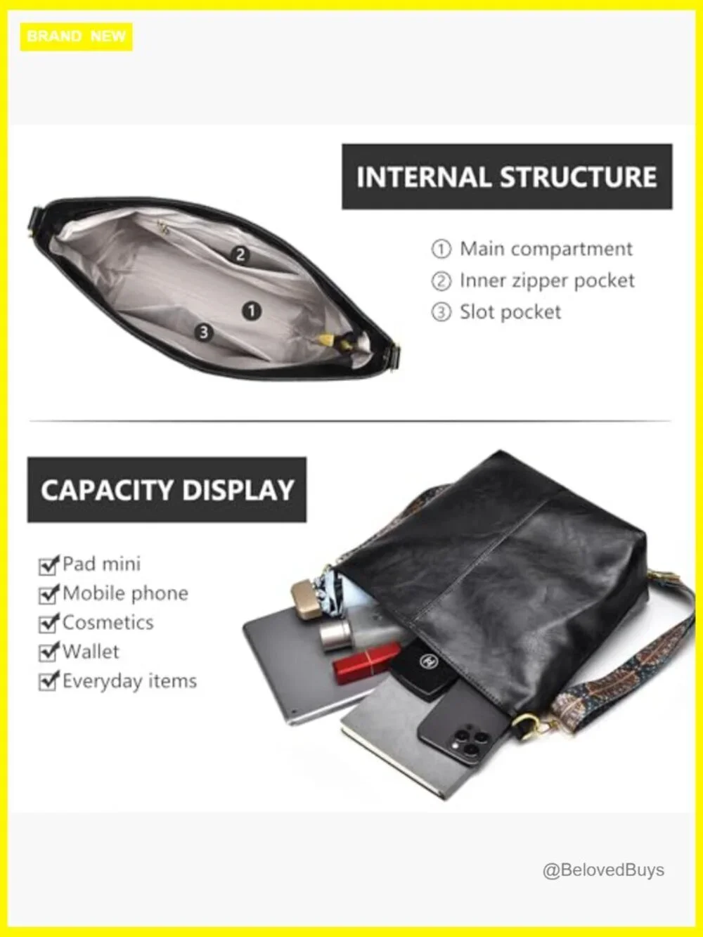 Vegan Leather Hobo Bag Crossbody Guitar Strap Women Shoulder Purse